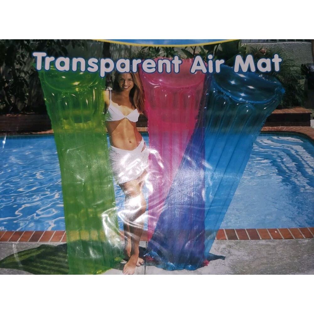 Sand N Sun Pool Raft Air Mat 6 ft x 27" Transparent Floating Raft Pink - Picture 2 of 8